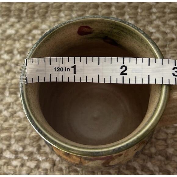 VINTAGE CLOUDS FOLSOM STUDIO Pottery Mug Floral Signed Hand Thrown Earth Tones - Picture 9 of 9